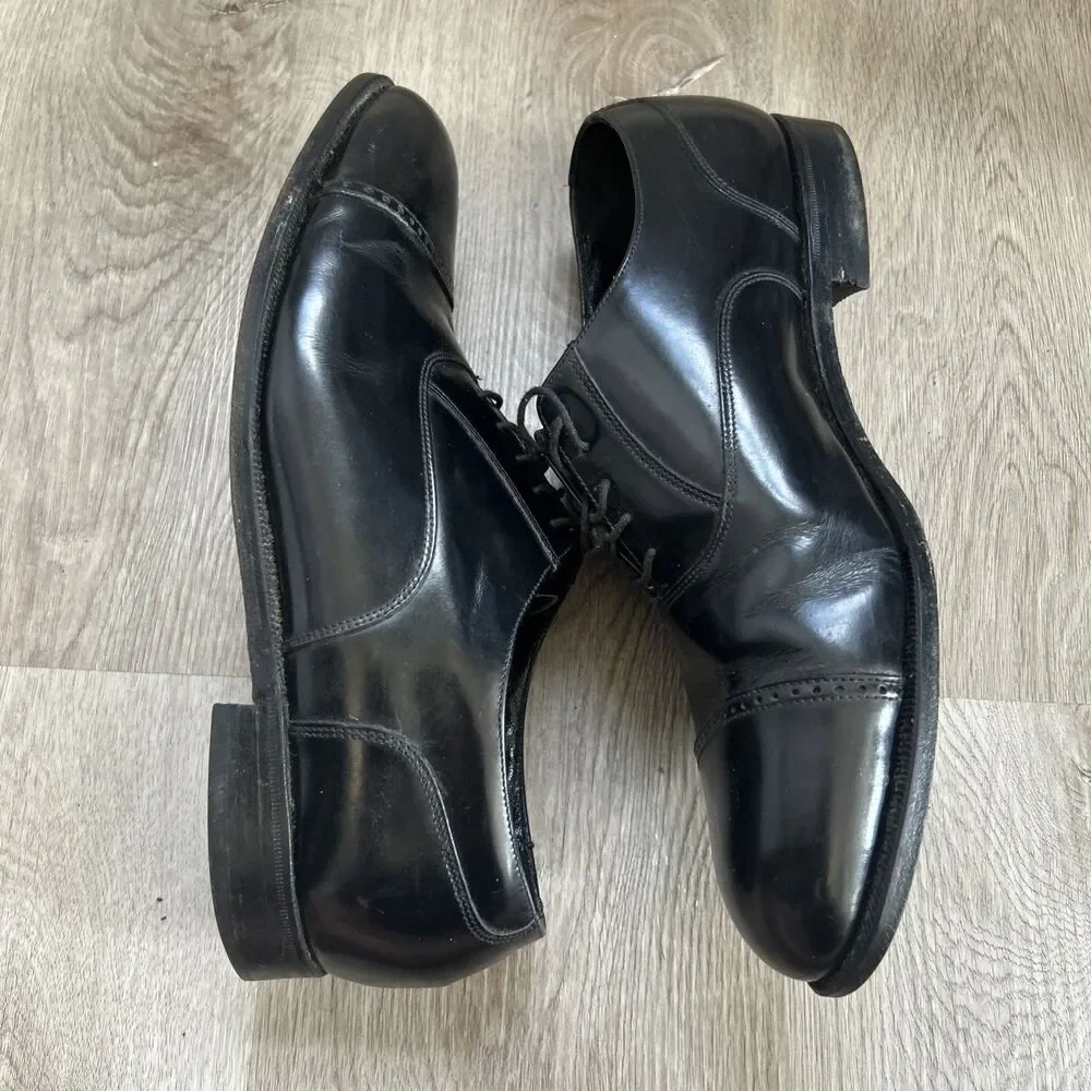 Florsheim Lexington Dress Shoes Mens 11 Wide 3E Black Cap Toe Oxford Lace Up